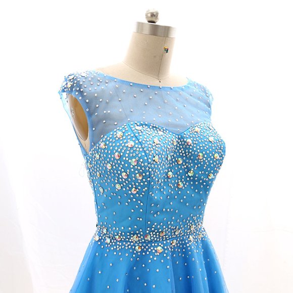 Short Tulle Blue Prom Homecoming Dress Party - Picture 5 of 7